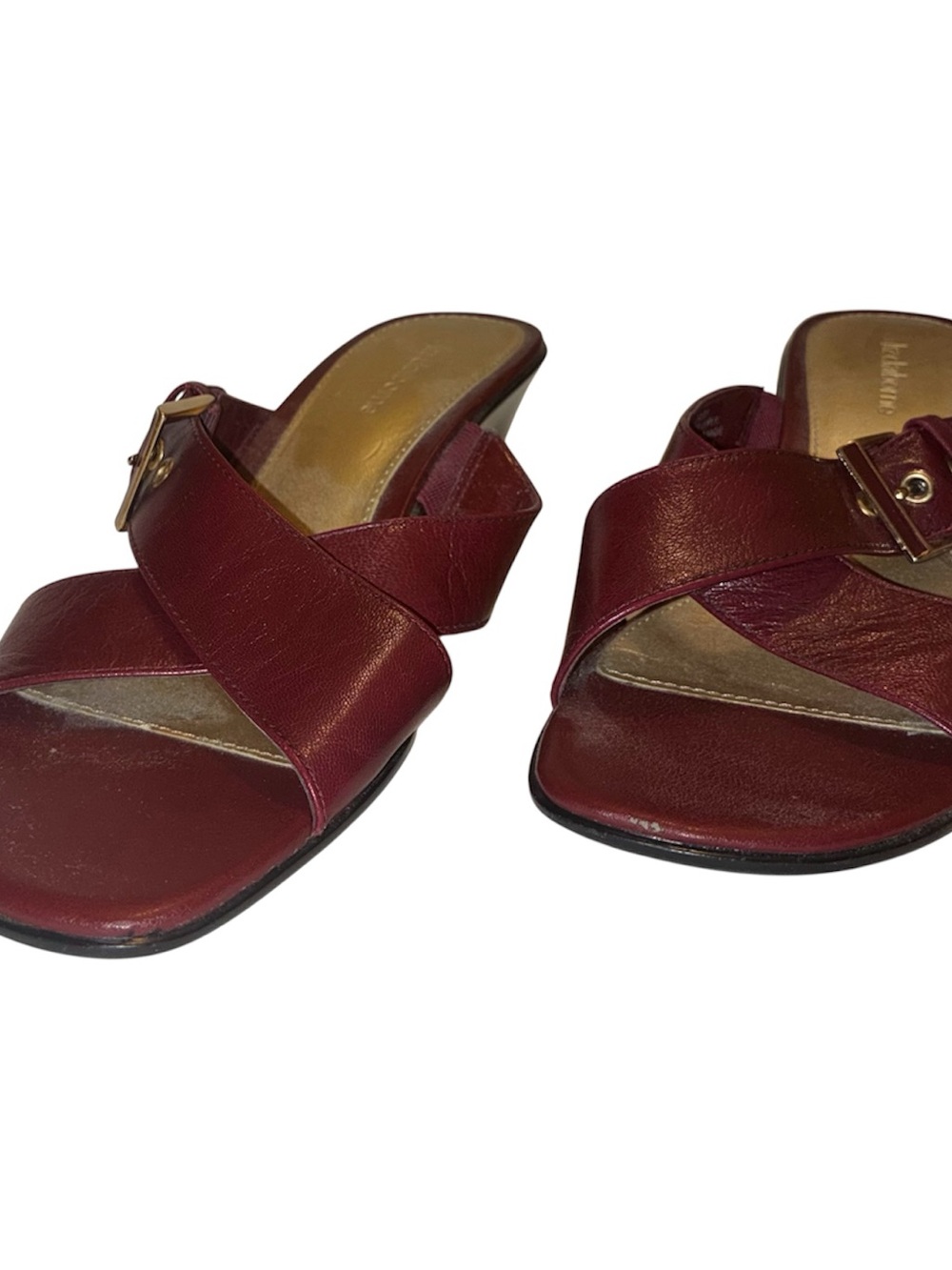 Liz Claiborne Trudy Burgundy Leather Wedge Slide Sandals 7.5 M